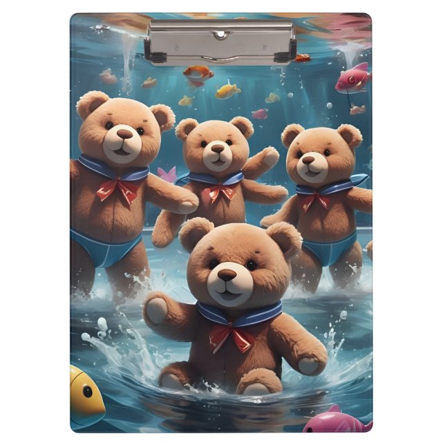 Teddy Bears Swimming in a Pool of Fish Clipboard (Front)