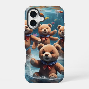 Teddy Bears Swimming in a Pool of Fish iPhone 16 Case