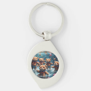 Teddy Bears Swimming in a Pool of Fish Key Ring