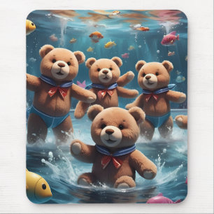 Teddy Bears Swimming in a Pool of Fish Mouse Mat