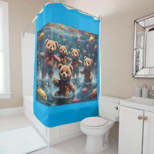 Teddy Bears Swimming in a Pool of Fish Shower Curtain