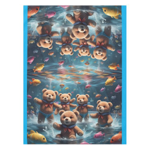 Teddy Bears Swimming in a Pool of Fish Tablecloth