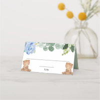 Teddy bears twin blue greenery floral