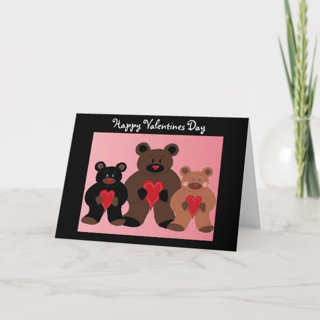 Teddy Bears Valentine Greeting Holiday Card (Front)