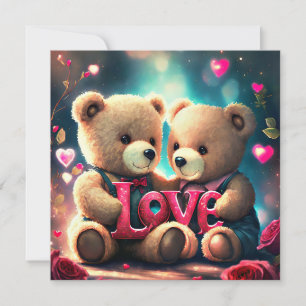 Teddy bears valentine love holiday card