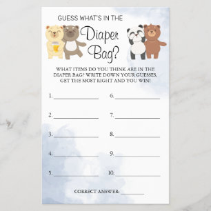 Teddy Bears What's in the diaper bag shower game Flyer