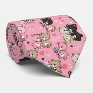 Teddy Bears with Hearts and Pink - Valentines (3) Tie