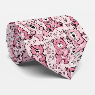 Teddy Bears with Hearts and Pink - Valentines (5) Tie