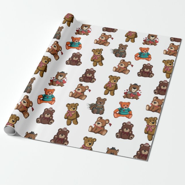 Teddy Bears Wrapping Paper (Unrolled)