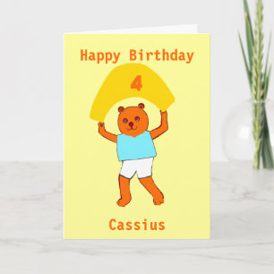 Teddy birthday add age name card