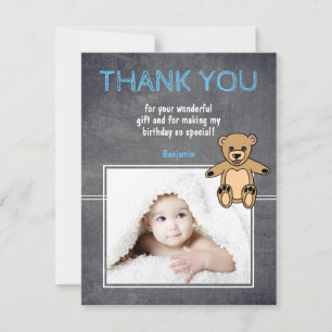 Teddy Birthday Thank you Photo Card for Kids