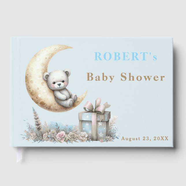 Teddy Blue Bear We Can Bearly Wait Collection Guest Book (Front)