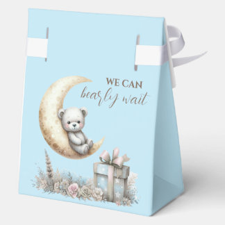 Teddy Blue Bear We Can Bearly Wait Favour Box