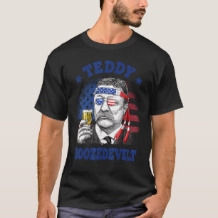 Teddy Boozedevelt Drinking 4th Of July American Fl T-Shirt