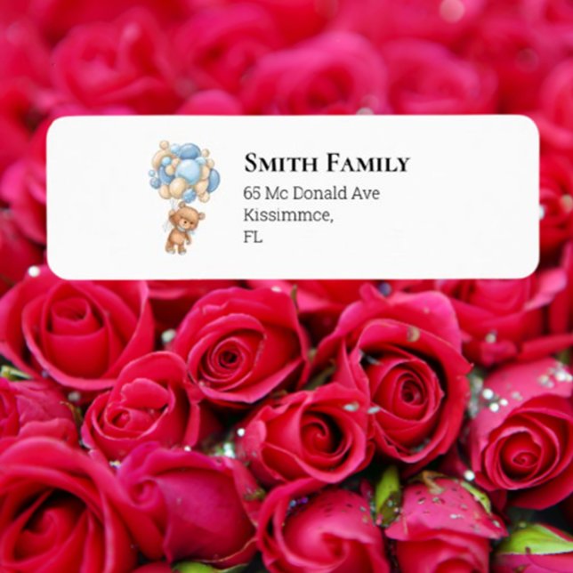 Teddy Boy Blue Balloons (Celebrate your little one's special moments with our Teddy Boy Blue Balloons Label.  )