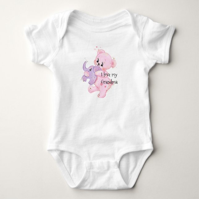 Teddy Carrying Elephant Bodysuit Personalised (Front)