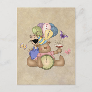 Teddy Celbrates New Year Holiday Postcard
