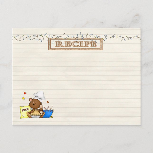 teddy chef recipe card (Front)