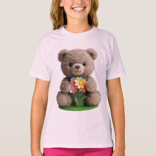 Teddy_design.no.5- by Maaya Prints, Kids Pink T-Shirt