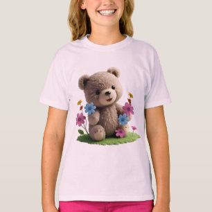 Teddy_design.no.6- by Maaya Prints, Kids Pink T-Shirt