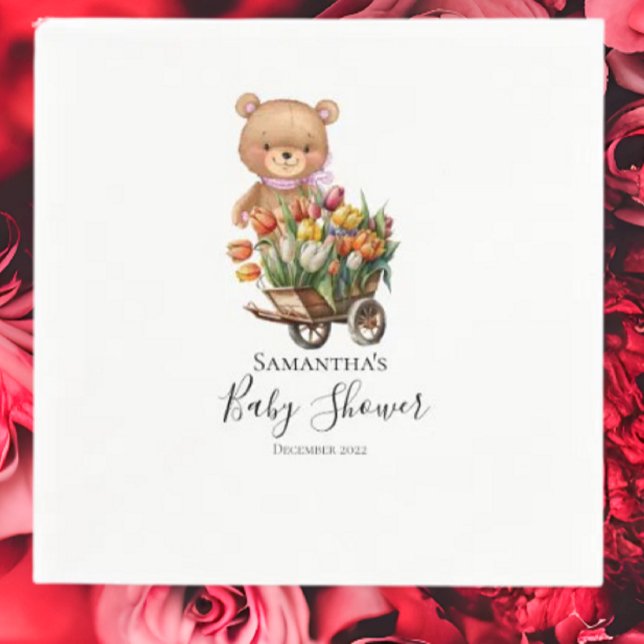 Teddy Floral Girl Rustic Floral Pink Napkins (Planning A Party Is Fun When You Shop With Us. Find Everything You Need)