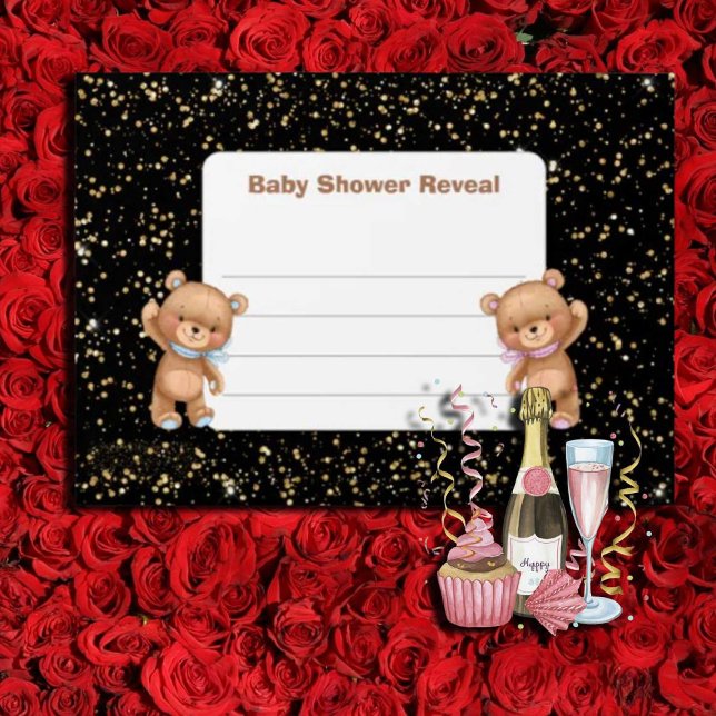 Teddy Gold Baby Reveal Invitation Envelope (Creator Uploaded)