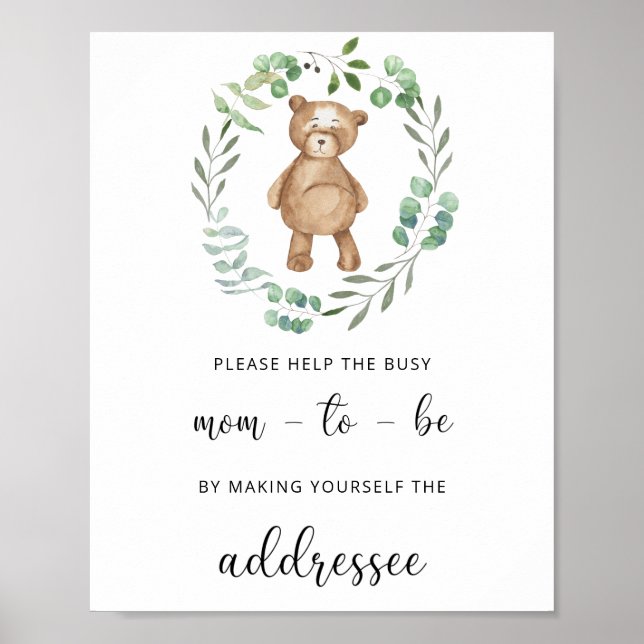  Teddy Help the Busy Mom-to-Be Address an Envelope Poster (Front)