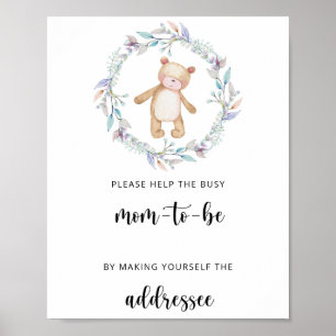 Teddy Help the Busy Mum-to-Be Address an Envelope Poster