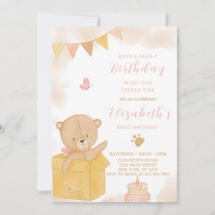Teddy in Box Birthday Invitation