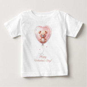 Teddy in Heart Balloon Valentines Design Baby T-Shirt