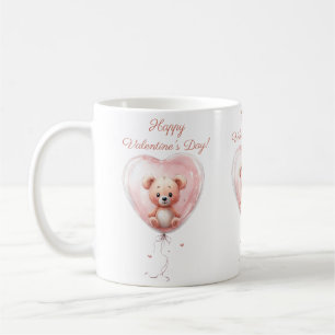 Teddy in Heart Balloon Valentines Design Coffee Mug
