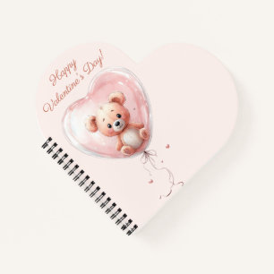 Teddy in Heart Balloon Valentines Design Notebook