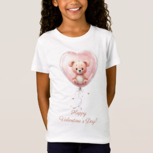 Teddy in Heart Balloon Valentines Design T-Shirt