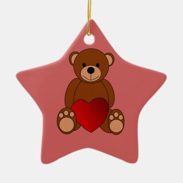 Teddy Love Ceramic Tree Decoration (Front)