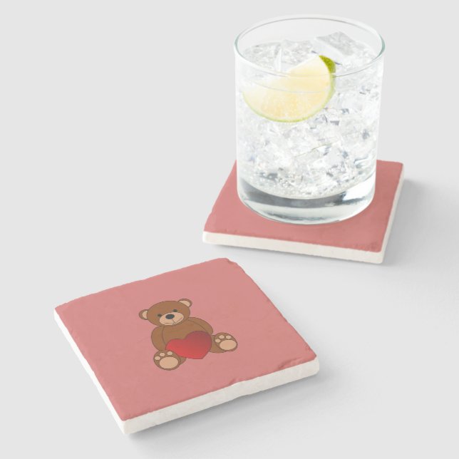 Teddy Love Stone Coaster (Side)