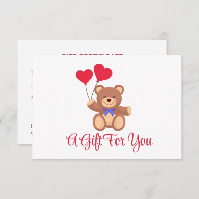 Teddy Memory Bear Business Gift Certificate (Front/Back)