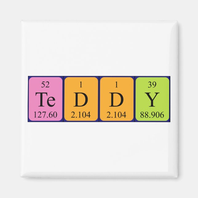 Teddy periodic table name magnet (Front)