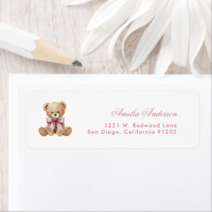 Teddy Pink bear Sweet Baby Shower note card