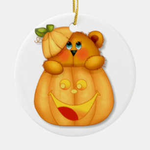 Teddy Pumpkin Ceramic Tree Decoration