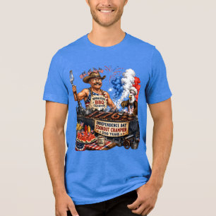 Teddy Roosevelt BBQ Grill Master 4th of July Patri Tri-Blend Shirt