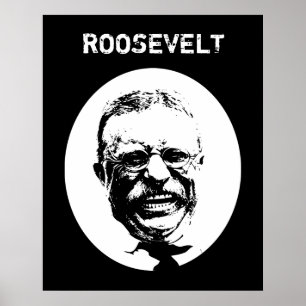 Teddy Roosevelt -- Black and White Poster