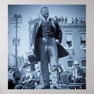 Teddy Roosevelt Speaks to a Crowd in 1905 Vintage Poster