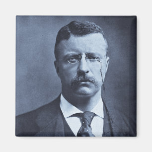 Teddy Roosevelt Vintage Glass Magic Lantern Slide Magnet