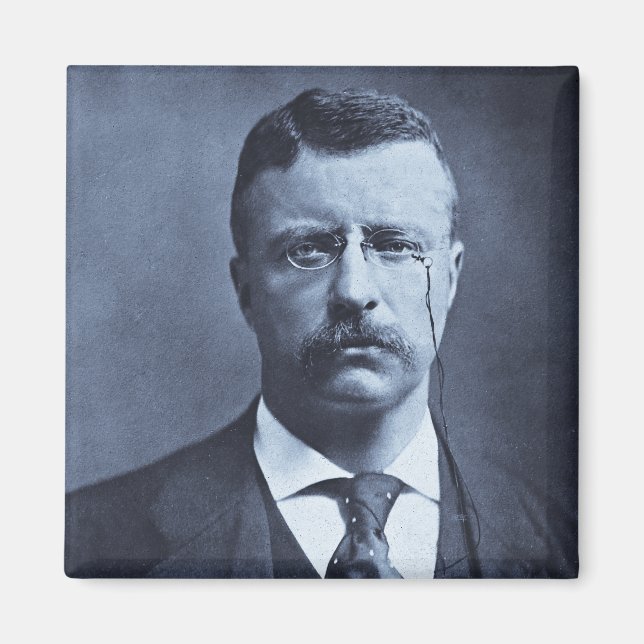Teddy Roosevelt Vintage Glass Magic Lantern Slide Magnet (Front)