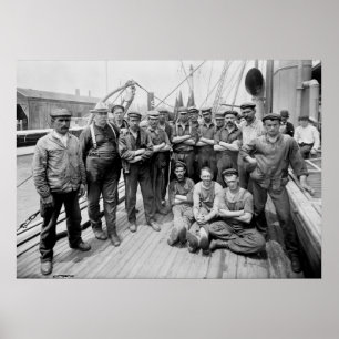 Teddy Roosevelt with Crew, early 1900s Poster