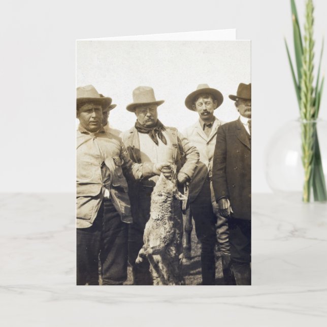 Teddy Roosevelt Wolf Hunting, 1905 Card (Front)