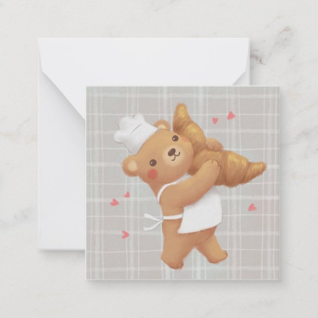 Teddy the Baker with Croissant Card (Front)