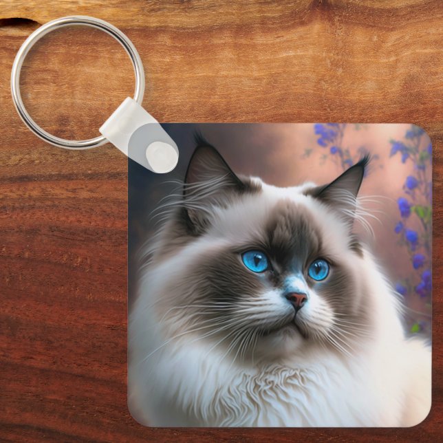 Teddy the Ragdoll Cat Keychain (Front)