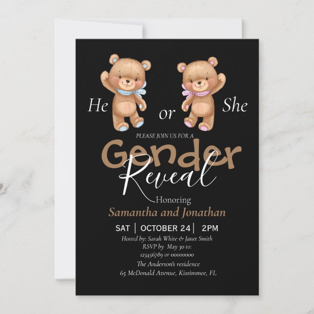 teddy theme Gender Reveal Invitation (Front)