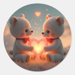 Teddy Time Together – Valentine's Day Teddy Bear Classic Round Sticker